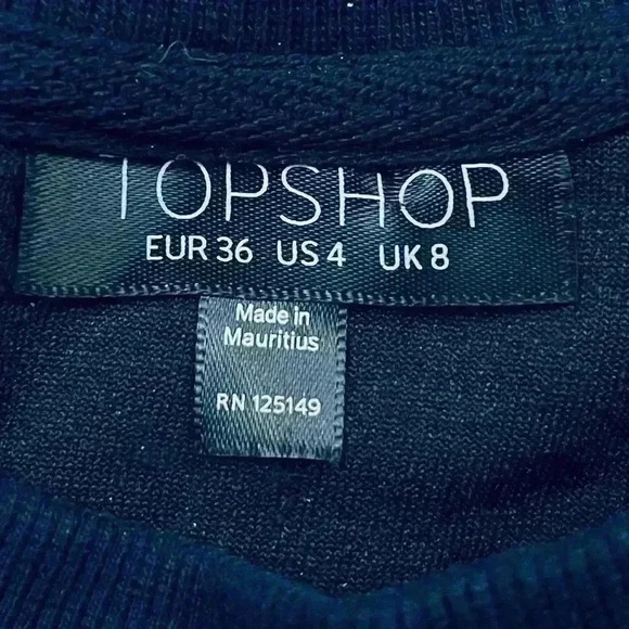 Topshop Black Furry Puma Long Sleeve Pullover Cropped Sweatshirt Size 4 - Picture 12 of 14